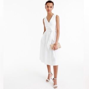 J. Crew sleeveless white cotton wrap dress